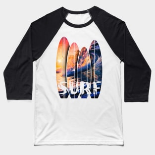 Sunset, Big Waves and Surf Baseball T-Shirt